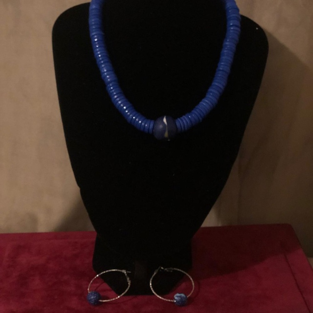 Two piece set African beads- necklace & earrings.